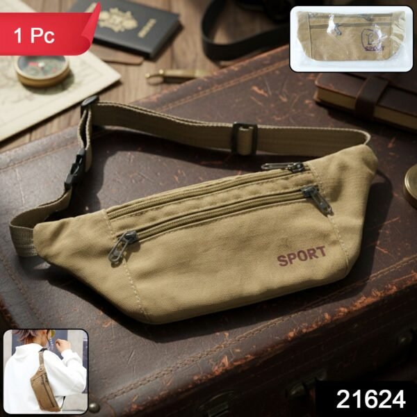 WaistBag-WSKU-01.jpg Multipurpose Canvas Waist Pouch Sling Bag (1 Pc)