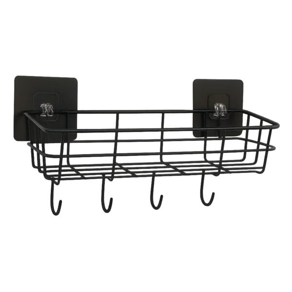 Heavy-Duty Self-Adhesive Wall Storage Baskets with Hooks (Pack of 2)