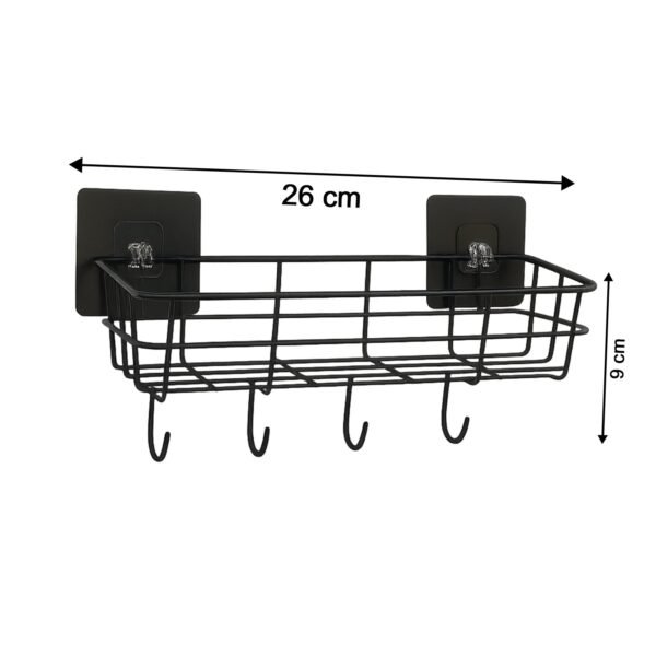 Heavy-Duty Self-Adhesive Wall Storage Baskets with Hooks (Pack of 2)