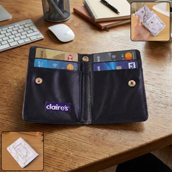 Wallet-01_b647ca9c-1a49-490e-bbb4-1636ccd7b895.jpg Compact Marble Finish Snap Button Card Holder Wallet (1 Pc)