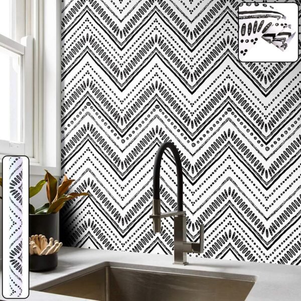 Wallpaper-Black-White-01.jpg Waterproof Chevron Pattern Wall Sticker 45cm x 3meter (1 Pc)