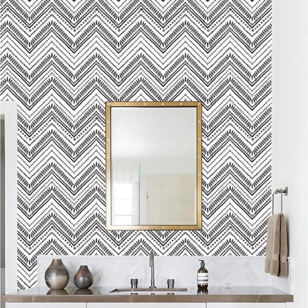Wallpaper-Black-White-03.jpg Waterproof Chevron Pattern Wall Sticker 45cm x 3meter (1 Pc)