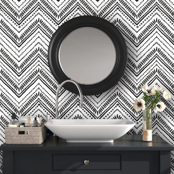 Wallpaper-Black-White-04.jpg Waterproof Chevron Pattern Wall Sticker 45cm x 3meter (1 Pc)