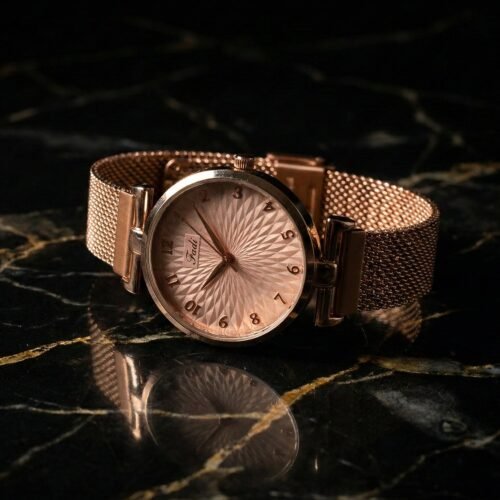 Elegant Rose Gold Finish Analog Wrist Watch (1 Pc)