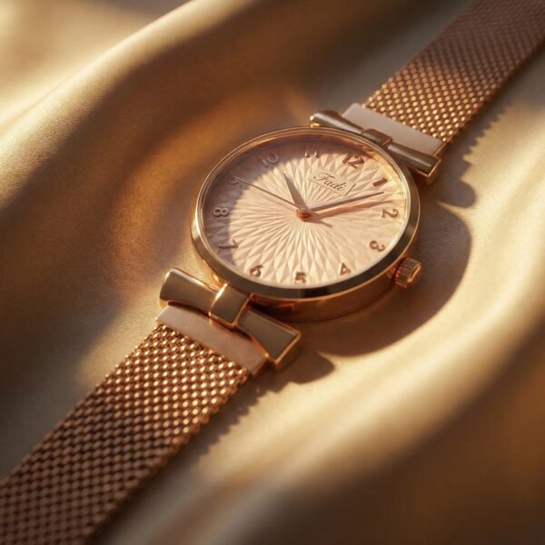 Elegant Rose Gold Finish Analog Wrist Watch (1 Pc)