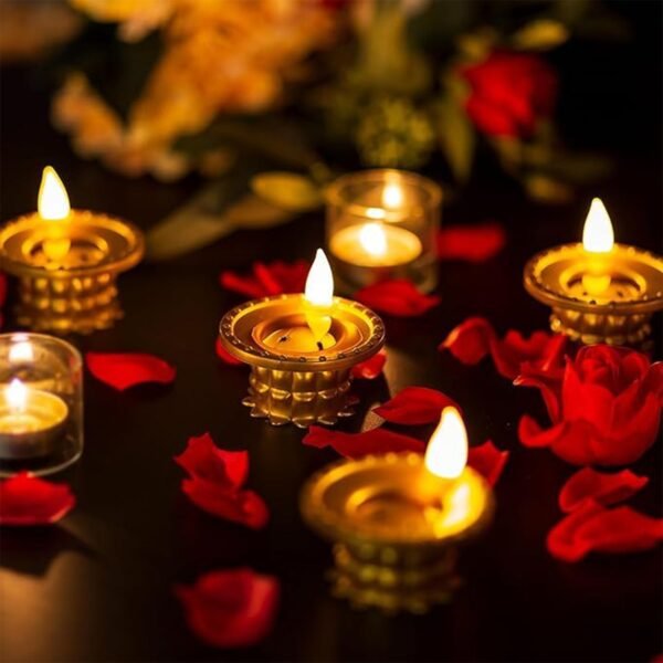 Set of 3 Water Sensor LED Golden Diyas