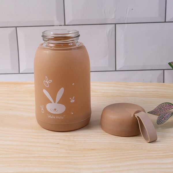 Water-bottle-02.jpg Cute Bunny Print Glass Drinking Brown Bottle (330ML / 1 Pc)