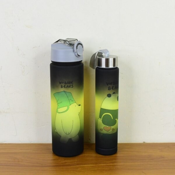 Cartoon Printed Water Bottles – 900 ml & 300 ml (2 Pc)