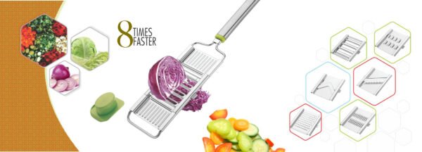 6 in 1 Stainless Steel Kitchen Chips Chopper Cutter Slicer and Grater with Handle