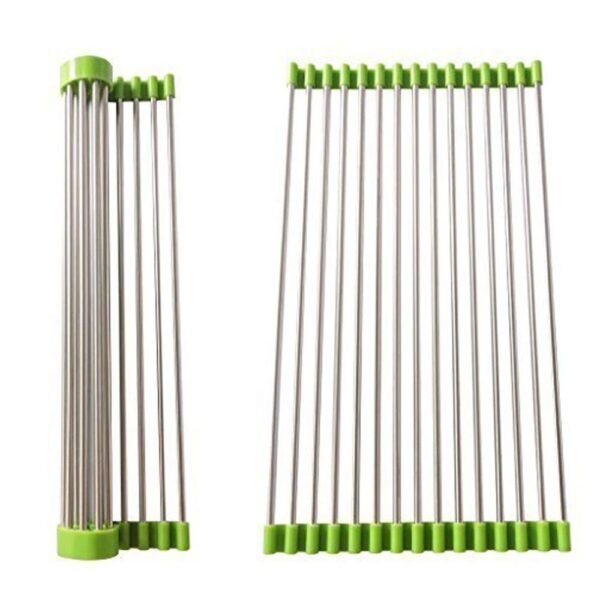FOLDABLE DRAIN RACK KITCHEN SINK ROLL UP DISH DRYING RACK PORTABLE DISH RACK