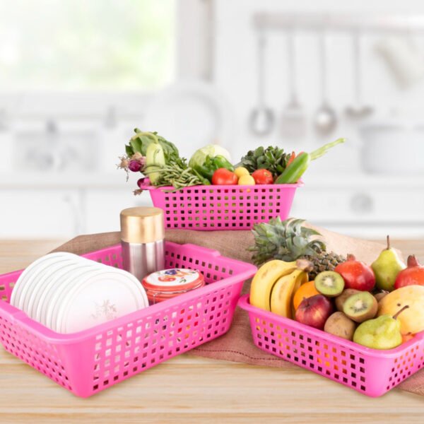 Plastic Multiple Size Cane Fruit Baskets (3 Size Large, Medium, Small)