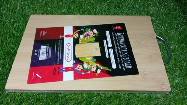 Thick Wooden Bamboo Kitchen Chopping Board with Holder for Fruits & Meat