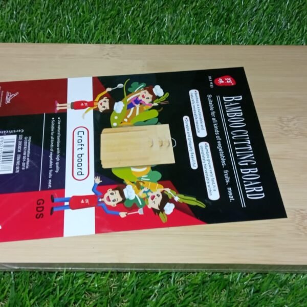 Thick Wooden Bamboo Kitchen Chopping Board with Holder for Fruits & Meat