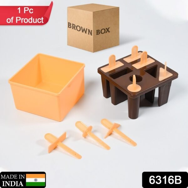 Plastic Kulfi Mold, Kulfi Molds 8 pcs Tray Ice Cream Mold (Brown Box)