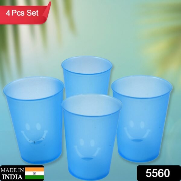 Reusable Plastic Drinking Tumblers - 4-Piece Transparent Water Cup Set