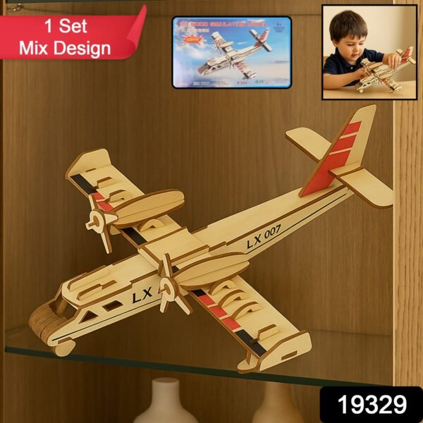 3D Wooden Aircraft Puzzle DIY Assembly Kit (Mix Design – 1 Set)