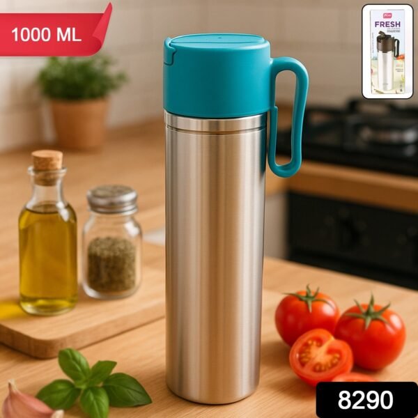 Supermom Stainless Steel Fresh Oil Pourer Bottle with Flip Lid and Handle Approx 1000ML (1 Pc)