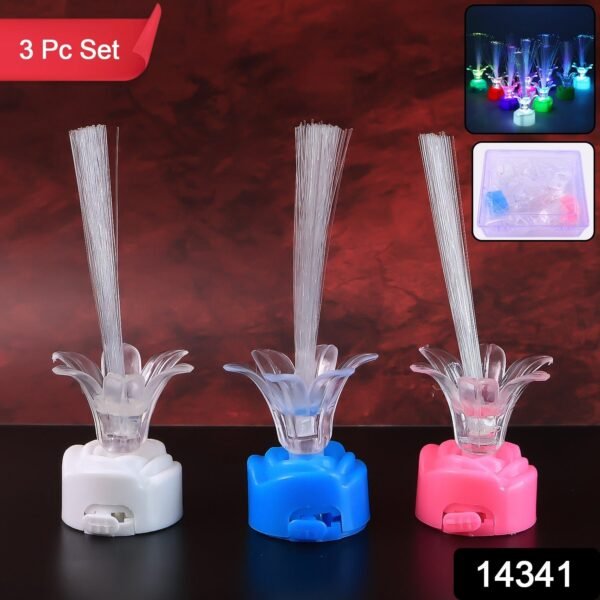 Multi-Color LED Fiber Optic Flower Night Lamps (Mix Color / 3 Pc)