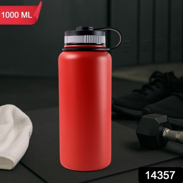 Red Stainless Steel Double Wall Vacuum-Insulated Drink Water Bottle (1000 ML)