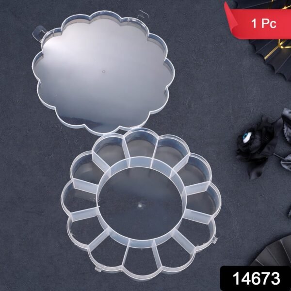 Round Compartment Plastic Storage Box (1 Pc)