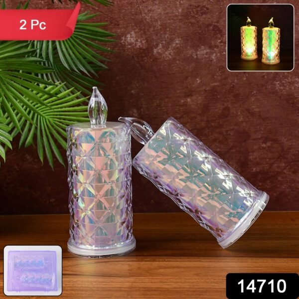 Decorative LED Candle Lights with Holographic Finish (2 Pc / Set)