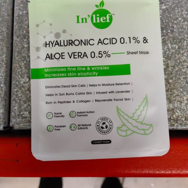 In’lief Hyaluronic Acid 0.1% & Aloe Vera 0.5% Hydrating Facial mask (1 Pc)