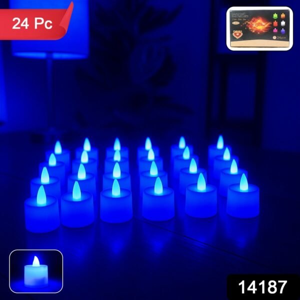 Blue LED Tea Light Candles (24 Pc)