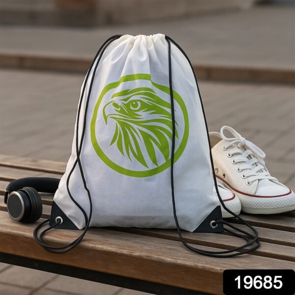 Multipurpose Drawstring Backpack with Printed Eagle Design (1 Pc)