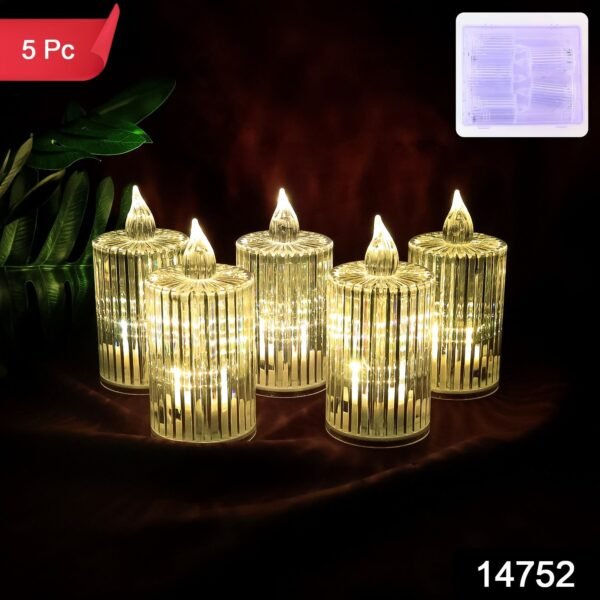 Premium Crystal Effect LED Flameless Candle Lights (5 Pc)