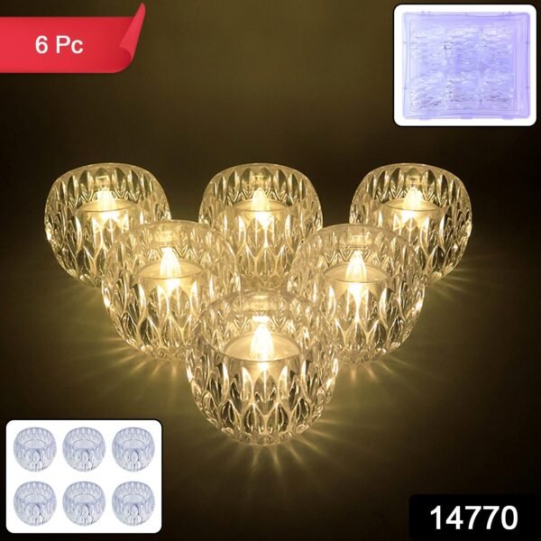 Crystal Design LED Tealight Candles (6 Pc / Set)
