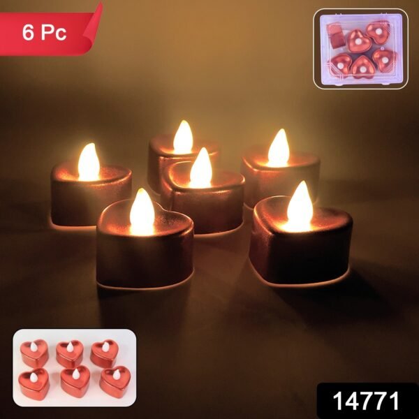 Heart Shape LED Flameless Decorative Candles (6 Pc / Set)