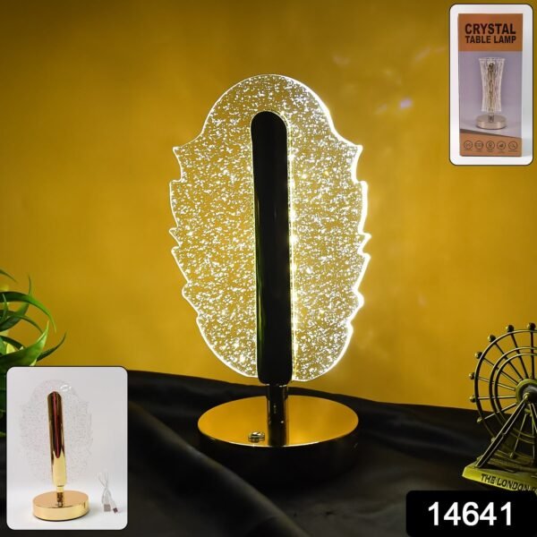 Elegant Feather Shape Crystal Table Lamp (1 Pc)