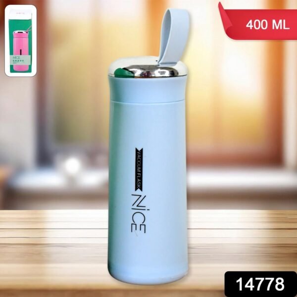 Water bottle 400ml leak proof, glass water bottle with   (1 pc / Light Blue Color)