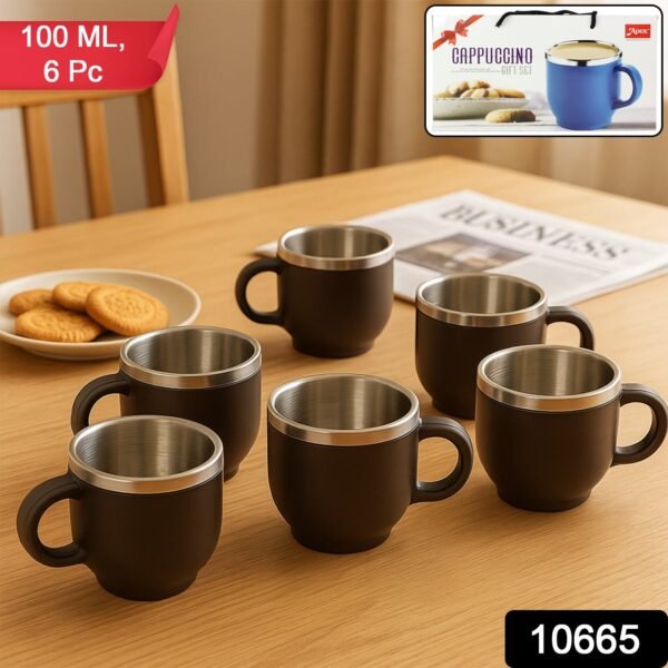 WhatsAppImage2025-09-10at4.17.56PM.jpg Apex Premium Double Wall Stainless Steel Cappuccino Mug Gift Set (6 Pc / 100 ML)