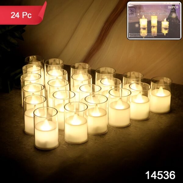 Smokeless LED Tealight Candles (24 Pc)