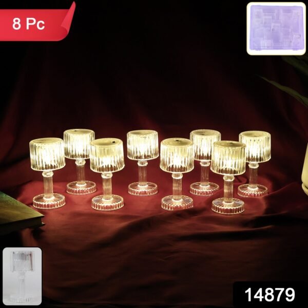 Set of 8 LED Crystal-Effect Table Lamps