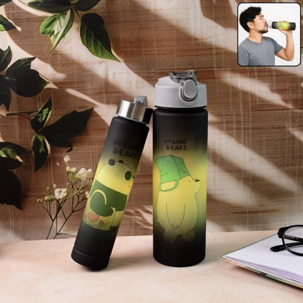 Cartoon Printed Water Bottles – 900 ml & 300 ml (2 Pc)