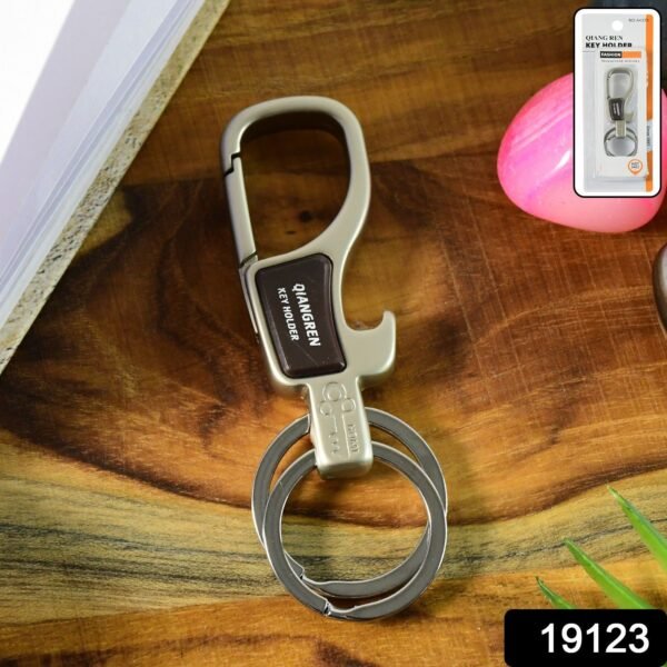 Premium Metal Keychain Carabiner Clip Hook with Dual Key Rings (1 Pc)