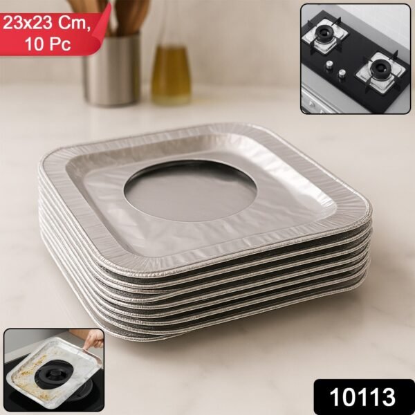 Aluminum Gas Stove Burner Protector Covers (10 Pc / 23x23 cm)