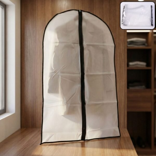 WhiteblackSuitStorageBags-WOSKU-01.jpg Transparent Garment Cover with Front Zipper (100 × 60 cm, 1 Pc)