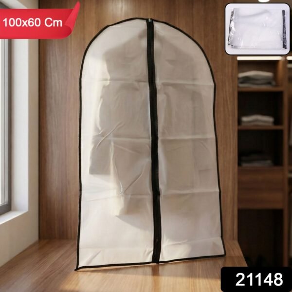 WhiteblackSuitStorageBags-WSKU-01.jpg Transparent Garment Cover with Front Zipper (100 × 60 cm, 1 Pc)