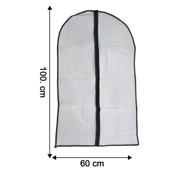 WhiteblackSuitStorageBags-size.jpg Transparent Garment Cover with Front Zipper (100 × 60 cm, 1 Pc)