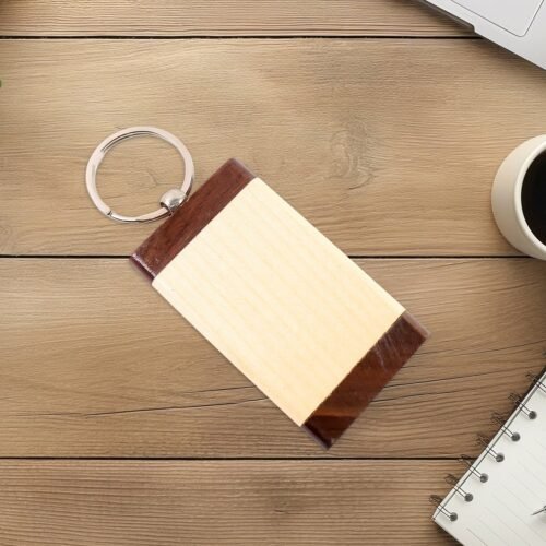 WoodenKeychain01.jpg Premium Wooden Keychain with Dual Tone Finish (1 Pc)