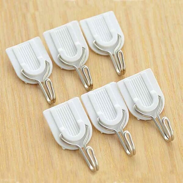ZLinKJ-6pcs-Self-adhesive-White-Wall-Hook-Hanger-Plastic-Sticky-Door-Robe-Hooks-Holder-for-Clothes.jpg_q50_1_a54b1bc4-9efb-4c1c-9cb7-bbf1e0ea07ea.jpg Adhesive Sticker ABS Plastic Hook Towel Hanger for Kitchen / Bathroom