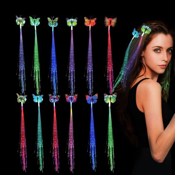 LED Butterfly Hair Braid Clip (Mix Color, 1 Pc)