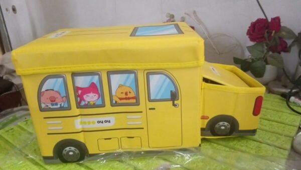 a0e4cbf5-be39-463f-8aff-931b24628f67.jpg School Bus Shaped Portable Foldable Toy Box Storage with Lid (1 Pc)