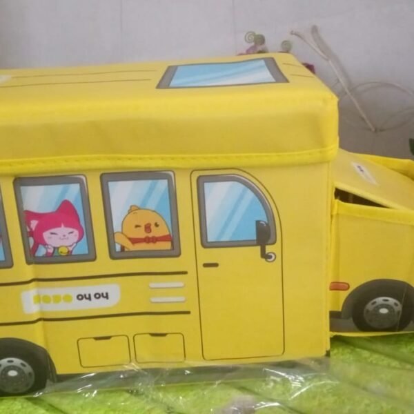a0e4cbf5-be39-463f-8aff-931b24628f67.jpg School Bus Shaped Portable Foldable Toy Box Storage with Lid (1 Pc)