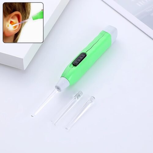 Green LED Flashlight Earpick with Tweezer (1 Pc)