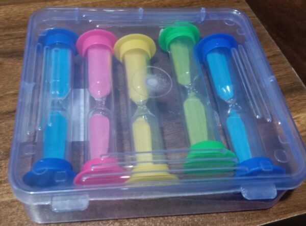 Plastic Hourglass Sand Timer Set – 3-Min Sand Clock for Kitchen, Office & Kids (5 Pc)