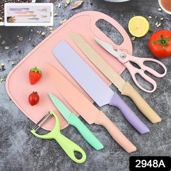 Colorful Chef Knife Set for Cutting (6 Pc, Non-Stick Steel)